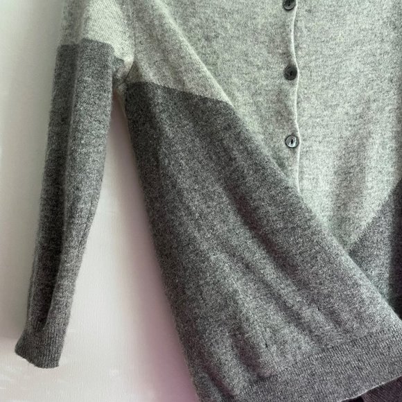 J. Crew Collection Italian Cashmere Gray Color Block Button Back Crew Sweater S - Picture 6 of 14